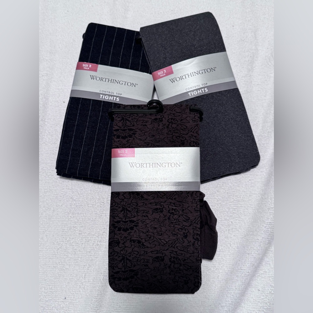 NWT Worthington tights, black, grey, brown.